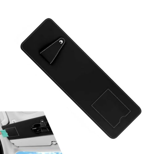 Car Sun Visor Extender, Adjustable Anti-glare Sunlight Extension Blocker, Leather Scratch-resistant Sun Visor Lengthener with Storage Pouch Eyeglass Clip, for Most Vehicles (Black) - color: Black