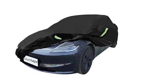 Car Cover for Tesla Model 3, Custom Fit Waterproof All Weather Full Exterior Cover Rain Snow UV Protection with Door Zipper Charging Port - color: Black, size: Fit for Tesla Model 3