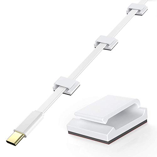AGPTEK Ethernet Cable Clips, 100 PCS Adhesive Wire Clips, Flat Cord Clips Small Cable Holder Management for Home Wall Flat Ethernet Network Cord Organizer, Decoration Fairy Light Sticky Hooks, White - color: White, size: 100 PCS