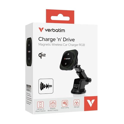Verbatim Charge 'n’ Drive Qi2 Magnetic Wireless Car Charger – RGB Lighting - style: Qi2 Magnetic Wireless – RGB Lighting