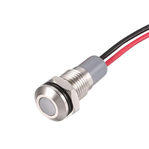 uxcell Signal Indicator Lights AC/DC 12V-24V 8mm Panel Mount White LED Waterproof Metal Shell Lamp for Industrial Electrical Car Motorcycles Boat - color: White