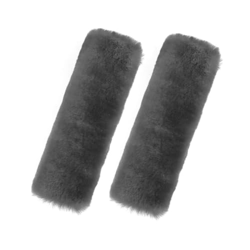 Andalus Genuine Sheepskin Car Seat Belt Cover Pad – Soft Fuzzy, Comfy Fluffy Seatbelt Covers, Shoulder Pad Neck Cushion Protector, Car Accessories for Woman, Man, Girl (Graphite, 2-Pack) - color: Graphite