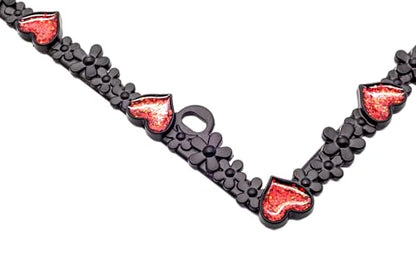 Creathome 3D Shining Daisy Heart License Plate Frame from Pure Zinc Alloy Metal Perfect Plate Holder, Matt Black with Red Glitter, Luminously Heart - color: Matt black with Red Glitter, Luminously Heart