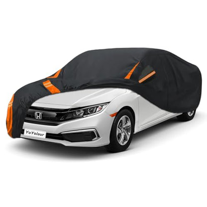 10-Layer Compatible with Honda Civic Car Cover Waterproof All Weather for Automobiles, Outdoor Full Covers Soft Cotton Lining Rain Snow UV Protection with Door Zipper, Fit for 1991-2025 - size: Custom Fit for Honda Civic