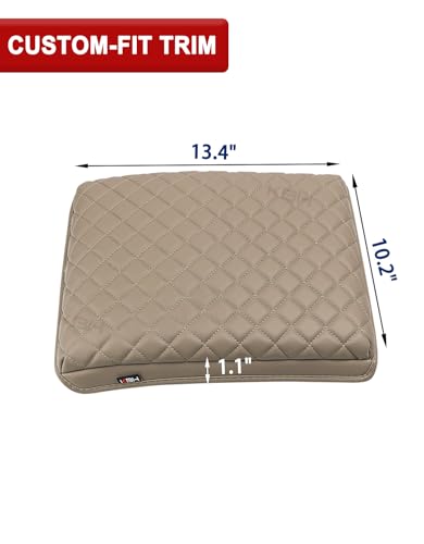 KBH Center Console Armrest Cushion Cover for Ford F150 2004 2005 2006 2007 2008 2009 2010, 40/20/40 Jump Seat, Vinyl Leather Trim, Anti-Scratch, Beige