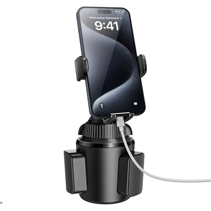 APPS2Car Universal Car Cup Phone Holder | Quick Extension Long Arm | 360° Swivel | Adjustable for iPhone, Samsung, Google, and All Smartphones | Stable & No Shake Design - color: Black
