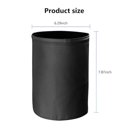 Car Interior Features Foldable Waterproof Trash Cans, Hanging Leak Proof Storage Bags, and Washable Leather Bags to Keep The Car Fresh, Tidy, and Odorless (Black)