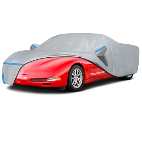 Car Cover for 1997-2004 C5 Corvette, Waterproof Custom-fit All Weather Sun Rain Dust Snow Protection Outdoor C5 Full Car Cover with Door Zipper and Cotton Lining-Grey - size: C5 Cover