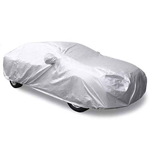 uxcell 3XL Silver Tone 190T Car Cover Outdoor Weather Waterproof Scratch Rain Snow Heat Resistant W Mirror Pocket 490 x 180 x 160cm - size: 3XL