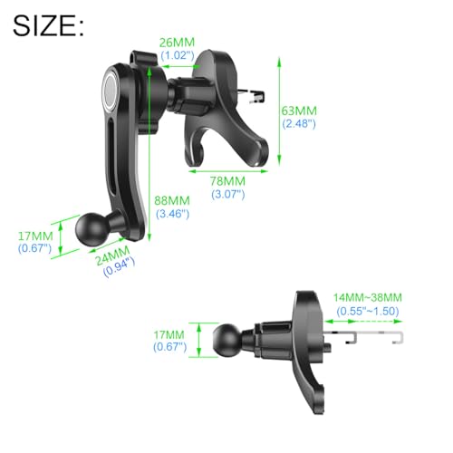 OCEANLOVE Universal Air Vent Clip Replacement for Car Phone Holder and 360°Swing Arm Extension Rod Accessories, with Diameter 0.67 in 17 mm Joint Ball for Most Car Phone Mount - color: Black(Y with Swing Rod)