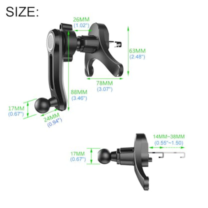 OCEANLOVE Universal Air Vent Clip Replacement for Car Phone Holder and 360°Swing Arm Extension Rod Accessories, with Diameter 0.67 in 17 mm Joint Ball for Most Car Phone Mount - color: Black(Y with Swing Rod)