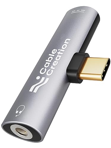 CableCreation USB C to 3.5mm Headphone and Charger Adapter, 2 in 1 Type-C to 3.5mm Audio Hi-Res with PD Fast Charge, USB C to Aux with Charging Dongle for iPhone 16 15 Pro Max, Galaxy 24+, Pixel, iPad - style: USB C+3.5mm Audio+60W USB C Charging