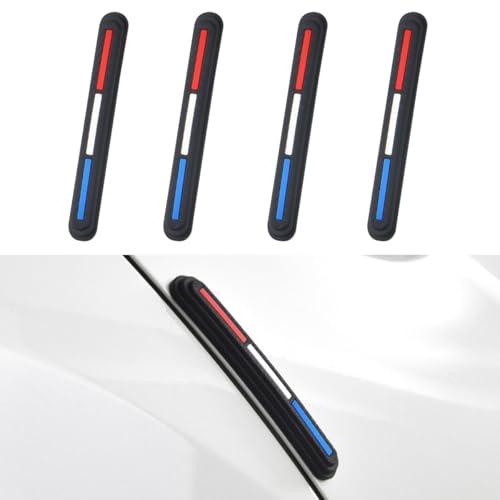 4PCS Car Door Edge Guards, Anti-Scratch Anti Collision Car Door Protector Bumper Guard Trim Sticker, Universal Self Adhesive Rearview Mirror Protective Strip Auto Exterior Accessory (Red/White/Blue) - color: Red/White/Blue