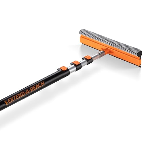 4-12 ft Window Washer Squeegee Kit with Extension Pole (20+ Foot Reach) // Long Handle Squeegee for Window Cleaning & Car Cleaning Multi-Use//Telescopic Professional Window Cleaning Squeegee for Home - size: 12 feet