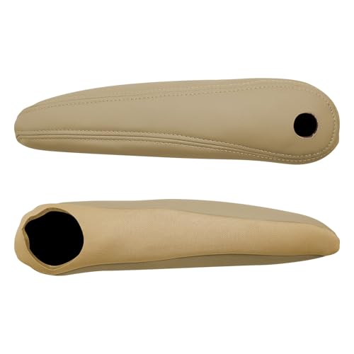 2PCS Car Front Seat Armrest Cover Compatible with Chrysler Pacifica 2017-2020 Leather Left and Right Seat Arm Rest Cover Beige (Only Leather Part)