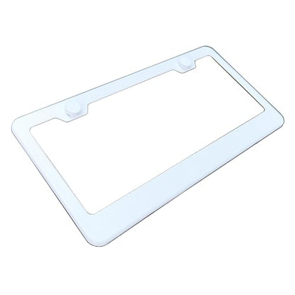 T304 Stainless Steel License Plate Frame – 8K Mirror Polish Finish, Rust-Resistant, Slim Design, Universal Fit, Includes Screw Caps, Washers & Stainless Steel Screws (White) - color: White