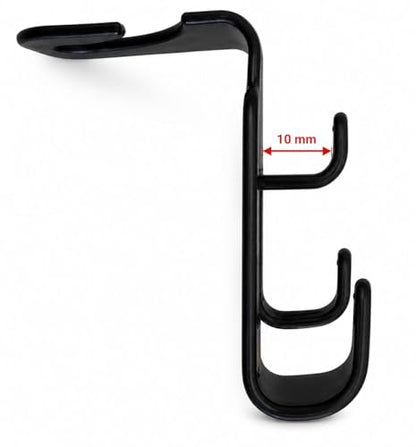 2-in-1 Universal Car Headrest Hook with Integrated Phone Holder | 360° Rotation Seat Back Hanger for Bags, Purses & Groceries | Durable ABS Plastic Car Organizer & Tablet Mount (Pack of 2 - Black)