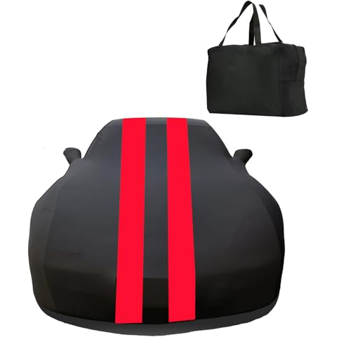 Indoor Car Cover Compatible with 1984–1996 C4 Corvette Custom-fit Breathable Dust-Proof Stretch Car Cover for Underground Garage, Car Show（Black+Red） - size: C4