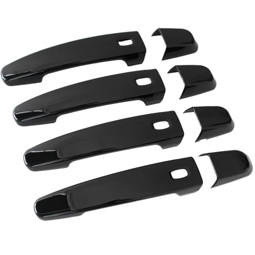 AUCERAMIC Glossy Black Exterior Door Handle Cover Trim W/ 4 Smart Keyhole Fit 2014-2022 Chevy Chevrolet Impala Malibu Volt Equinox Traverse Camaro GMC Acadia Terrain Caps Overlay