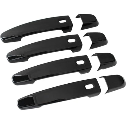 AUCERAMIC Glossy Black Exterior Door Handle Cover Trim W/ 4 Smart Keyhole Fit 2014-2022 Chevy Chevrolet Impala Malibu Volt Equinox Traverse Camaro GMC Acadia Terrain Caps Overlay