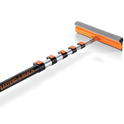 5-24 ft Window Washer Squeegee Kit with Extension Pole (30+ Foot Reach) // Long Handle Squeegee for Window Cleaning & Car Cleaning Multi-Use//Telescopic Professional Window Cleaning Squeegee for Home - size: 24 feet