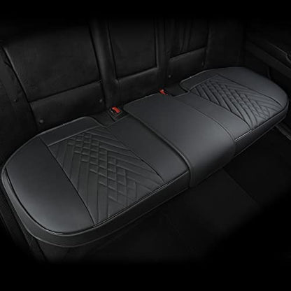 GIANT PANDA PU Leather Rear Seat Cover Protector, Anti-Slip Adjustable (50~55.5'') – Fits 90% Vehicles (Excludes Large SUVs/Trucks) - Black - color: Rear Seat Black, size: 1 Piece Standard Size