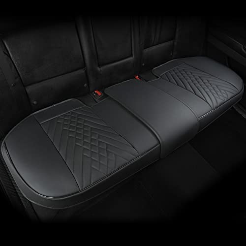 GIANT PANDA PU Leather Rear Seat Cover Protector, Anti-Slip Adjustable (50~55.5'') – Fits 90% Vehicles (Excludes Large SUVs/Trucks) - Black - color: Rear Seat Black, size: 1 Piece Standard Size