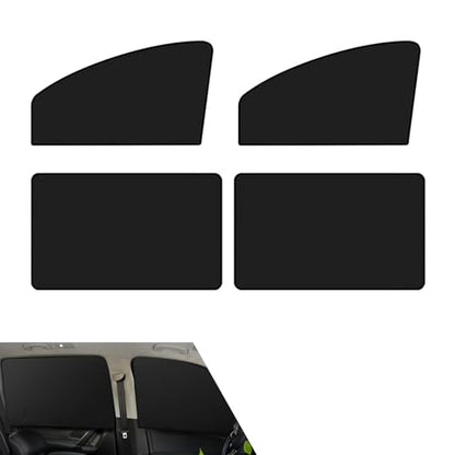 4 PCS Car Side Window Sun Shade, Adjustable Anti-Glare Car Window Shades, Heat Insulation Blackout Curtains, Universal Automotive Interior Accessories (Black) - color: Black