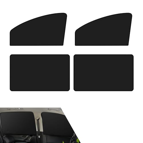 4 PCS Car Side Window Sun Shade, Adjustable Anti-Glare Car Window Shades, Heat Insulation Blackout Curtains, Universal Automotive Interior Accessories (Black) - color: Black