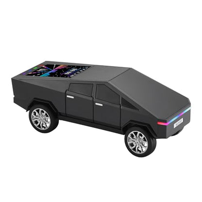WS-580 Futuristic Pickup Truck Bluetooth Replica Speaker with LED Display Screen – TWS, FM, USB/TF, LED Headlights, Mic, Practical Gift for Car Model Fans, Audio Users & Tech Hobbyists (Black) - color: Black