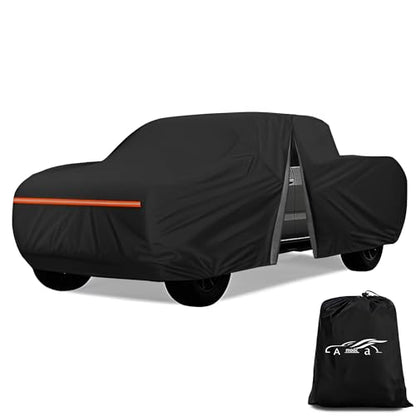 Amooca Heavy-Duty Car Covers Waterproof Sun-Proof All Weather for Automobiles Snow Cover 420D with Door Zipper Cotton Lining Universal Fit for Compact Pickup Truck Length 16.4-18ft - color: A07-Fit Compact Pickup Truck Length 16.4-18ft