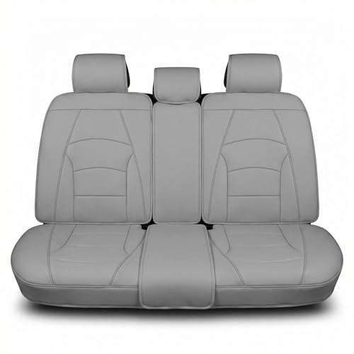 FH Group Car Seat Cover for Back Seat Solid Gray Faux Leather - Universal Fit, Rear Seat Covers for Cars with Rear Split Bench, Car Seat Cushions, Car Interior Accessories for SUV, Sedan, Van - color: Solid Gray, style: Rear Set