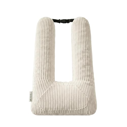 HIGOGOGO Washable Travel Pillow, Car Pillow for Kids & Adults, Travel Pillows with Removable Soft Cover and High-Support Foam, Fix Neck and Body Sitting/Sleeping on The Trip, Beige - color: U-beige