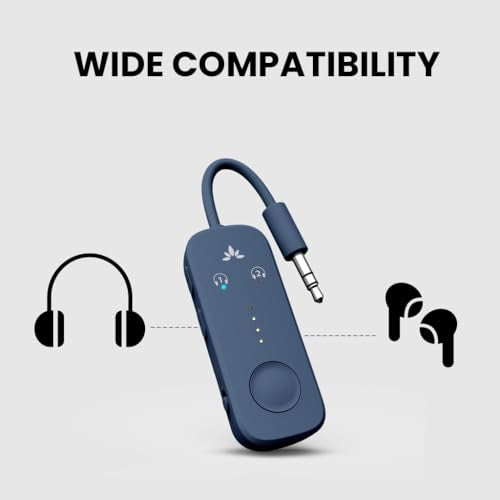 Avantree Relay - Premium Airplane Bluetooth Adapter with Advanced Qualcomm Chipset, 2 Headphones Support, 25hrs Play Time, aptX Adaptive & HD Audio Transmitter for Airpods, Bose & Travel Flight - color: 3-Midnight Blue