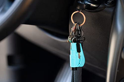 resqme The Original Emergency Keychain Car Escape Tool, 2-in-1 Seatbelt Cutter and Window Breaker, Made in USA, Family Pack of 3, Black, Blue, Yellow - Compact Emergency Hammer - color: Black, Blue, Yellow