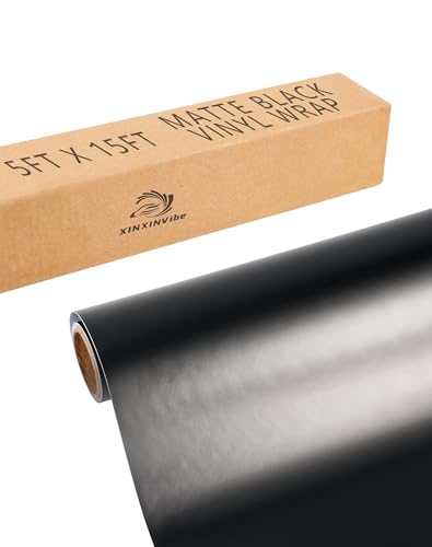 Matte Black Vinyl Wrap Film for Cars, 15ft x 5ft Automotive Wrapping Film Roll for Car Body Protection, Scratch Resistance with Air Release Technology (Matte Black) - color: Matte Black, size: 15ft x 5ft