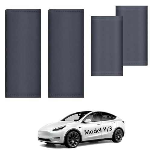 4PCS Door Handle Cover Compatible with Tesla Model Y 2020-2026 & Model 3 2020-2026 Anti-Scratch Door Handle Protector Grab Leather Soft Handle Plate for Model Y or Model 3 Accessories