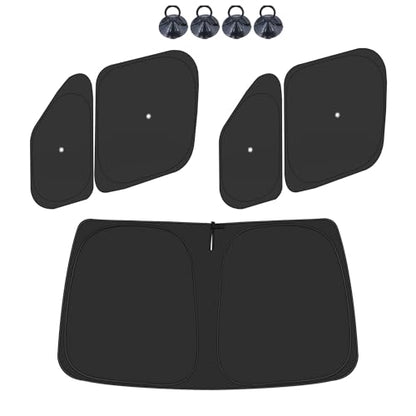 Front Windshield ＆ Side Window Sun Shade for 2014-2025 Dodge RAM ProMaster Full Size Cargo Van, Foldable Window Sunshade Sun Visor Protector, Window Shades Blocks UV Rays Heat, Pack of 5 - size: Silver & Black-Fit 2014-2025 Dodge RAM ProMaster