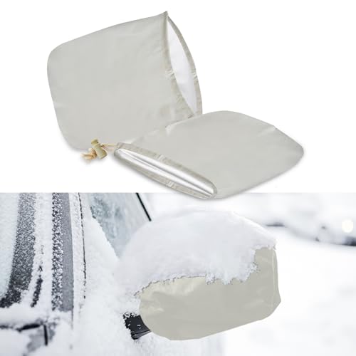 2PCS Car Side Mirror Covers, Side View Mirror Cover, Waterproof Auto Rearview Protector with Drawstring, Car Winter Rearview Guard for Ice Snow Fallen Leaves Fits Most Vehicles (Beige) - color: Beige