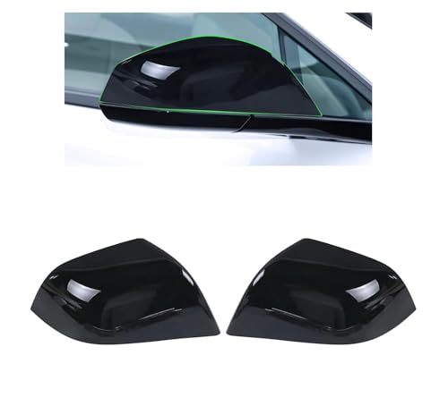 Side Door Rearview Mirror Cover Frame Trim for Tesla Model S 2014-2025 Car Exterior Decoration (Pack of 2) (ABS Gloss Black) - color: Gloss Black, size: For Model S 2014-2025