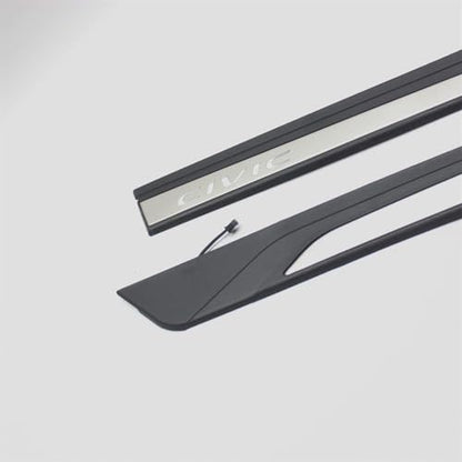 Fashion Style Led Door Sill Scuff Plate Guard Sills Protector Trim Compatible with Honda Civic 2016-2021 10TH (RED LED) - color: RED LED