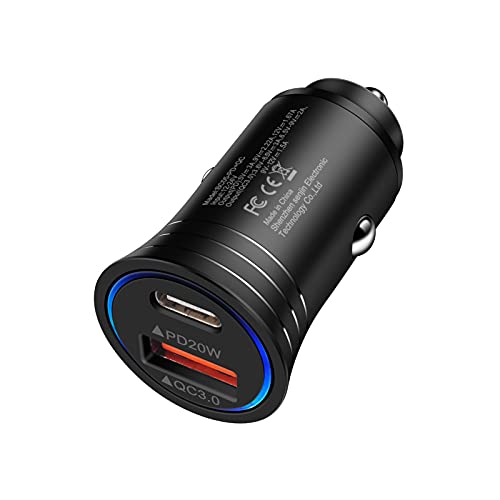 USB C Car Charger, 38W Fast Charge Car Charger Adapter PD&QC 3.0 Dual Port Cigarette Lighter USB Plug for iPhone 17e 17 Pro Max Air 16e 16 15 14 13 12 11 SE XR XS X 8, Samsung Galaxy S26 S25 S24 S23