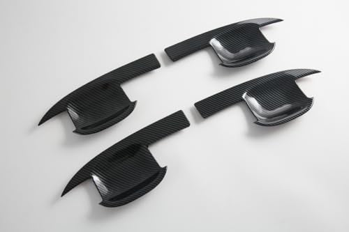4Pcs Door Bowl Front Rear Driver & Passenger Side Compatible with 2019-2025 Chevy Silverado GMC Sierra 1500 20-25 2500 3500 (Carbon Fiber Door Bowl) - color: Carbon fiber door bowl