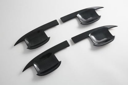 4Pcs Door Bowl Front Rear Driver & Passenger Side Compatible with 2019-2025 Chevy Silverado GMC Sierra 1500 20-25 2500 3500 (Carbon Fiber Door Bowl) - color: Carbon fiber door bowl