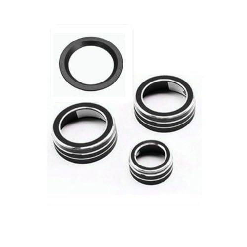 4pcs Aluminum Interior Console Trim Compatible with Honda CRV CR-V 2017 2018 2019 2020 2021 AC Air Conditioning Knob Start Stop Button Navigation Volume Knob Cover Trim (4Pcs Black) - color: Black