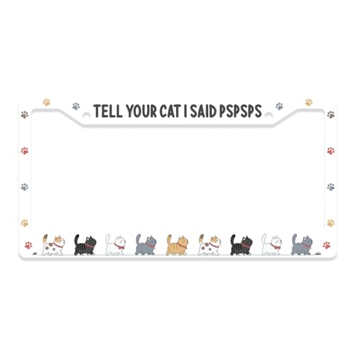 GENANY Cat License Plate Frame License Plate Frames, Cute Car License Plate Cover Fits Standard US Vehicles, Funny Car Accessories, Personalised Car Decorations for Women Men - color: Cute Cat