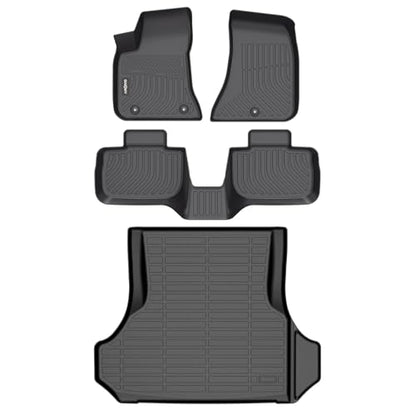 GINOWY- Floor Mats & Cargo Liner for Dodge Charger RWD 2011-2023 &Chrysler 300 RWD, TPE All Weather Protection Charger Car Mats, Non-Slip Trunk Mat, Floor Liners Waterproof Accessories-Black - style: 8) for Dodge Charger RWD 2011-2023 Full Set