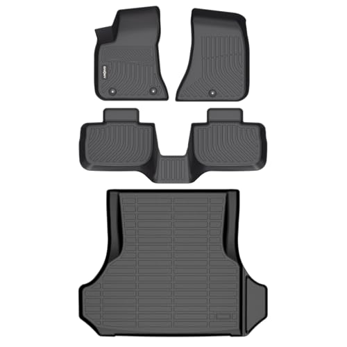GINOWY- Floor Mats & Cargo Liner for Dodge Charger RWD 2011-2023 &Chrysler 300 RWD, TPE All Weather Protection Charger Car Mats, Non-Slip Trunk Mat, Floor Liners Waterproof Accessories-Black - style: 8) for Dodge Charger RWD 2011-2023 Full Set
