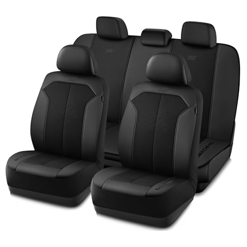 Skechers Car Seat Covers,GOGA Mat Oxford Cloth Seat Covers,Waterproof Car Seat Covers Full Sets,Automotive Universal Fit Seat Cover for Most Cars, Suvs, Trucks,Black - color: Black & Black, size: Full Sets