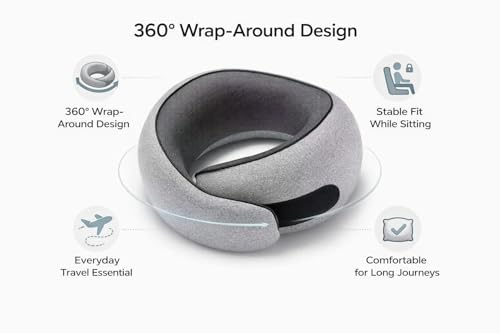 Neck Pillow, Memory Foam Travel Neck Pillow, All-Around Comfort & Reliable Support for Night Flights, Plane, Car and Home, Thoughtful Travel Gift